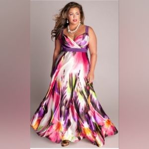 Igigi Tropical Plunge Dress Hemmed Shorter Size 22/24 GUGQ